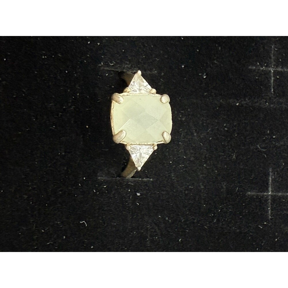 Sterling Jadite Vintage Ring Avon RJ Cushion Cut CZ Side Stones Nice Size 7.75 - Picture 10 of 16